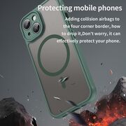 Husa pentru  iPhone 15 Plus cu protectie pentru lentile si MagSafe EasyCharge, Ghost Series Anti-ingalbenire, frosted - Verde