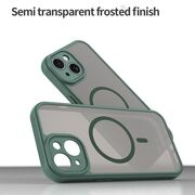 Husa pentru  iPhone 15 Plus cu protectie pentru lentile si MagSafe EasyCharge, Ghost Series Anti-ingalbenire, frosted - Verde