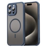 Husa pentru  iPhone 15 Pro Max cu protectie pentru lentile si MagSafe EasyCharge, Ghost Series Anti-ingalbenire, frosted - Albastru