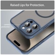 Husa pentru  iPhone 15 Pro Max cu protectie pentru lentile si MagSafe EasyCharge, Ghost Series Anti-ingalbenire, frosted - Albastru