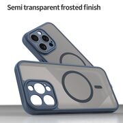 Husa pentru  iPhone 15 Pro Max cu protectie pentru lentile si MagSafe EasyCharge, Ghost Series Anti-ingalbenire, frosted - Albastru