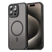 Husa pentru  iPhone 15 Pro Max cu protectie pentru lentile si MagSafe EasyCharge, Ghost Series Anti-ingalbenire, frosted - Negru