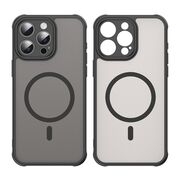 Husa pentru  iPhone 15 Pro Max cu protectie pentru lentile si MagSafe EasyCharge, Ghost Series Anti-ingalbenire, frosted - Negru