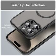Husa pentru  iPhone 15 Pro Max cu protectie pentru lentile si MagSafe EasyCharge, Ghost Series Anti-ingalbenire, frosted - Negru