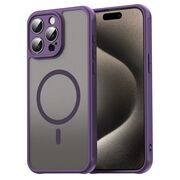 Husa pentru  iPhone 15 Pro cu protectie pentru lentile si MagSafe EasyCharge, Ghost Series Anti-ingalbenire, frosted - Mov