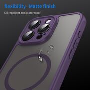 Husa pentru  iPhone 15 Pro cu protectie pentru lentile si MagSafe EasyCharge, Ghost Series Anti-ingalbenire, frosted - Mov