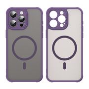 Husa pentru  iPhone 15 Pro cu protectie pentru lentile si MagSafe EasyCharge, Ghost Series Anti-ingalbenire, frosted - Mov