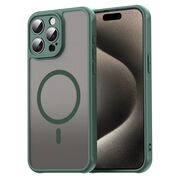 Husa pentru  iPhone 15 Pro cu protectie pentru lentile si MagSafe EasyCharge, Ghost Series Anti-ingalbenire, frosted - Verde