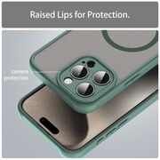 Husa pentru  iPhone 15 Pro cu protectie pentru lentile si MagSafe EasyCharge, Ghost Series Anti-ingalbenire, frosted - Verde