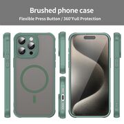 Husa pentru  iPhone 15 Pro cu protectie pentru lentile si MagSafe EasyCharge, Ghost Series Anti-ingalbenire, frosted - Verde