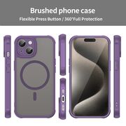Husa pentru  iPhone 15 cu protectie pentru lentile si MagSafe EasyCharge, Ghost Series Anti-ingalbenire, frosted - Mov