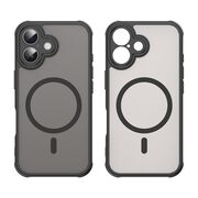 Husa pentru  iPhone 16 Plus cu protectie pentru lentile si MagSafe EasyCharge, Ghost Series Anti-ingalbenire, frosted - Negru