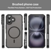 Husa pentru  iPhone 16 Plus cu protectie pentru lentile si MagSafe EasyCharge, Ghost Series Anti-ingalbenire, frosted - Negru