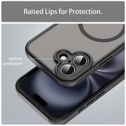 Husa pentru  iPhone 16 Plus cu protectie pentru lentile si MagSafe EasyCharge, Ghost Series Anti-ingalbenire, frosted - Negru