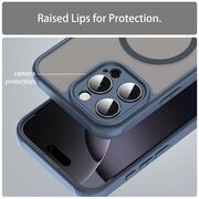 Husa pentru  iPhone 16 Pro Max cu protectie pentru lentile si MagSafe EasyCharge, Ghost Series Anti-ingalbenire, frosted - Albastru