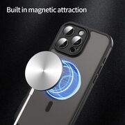 Husa pentru  iPhone 16 Pro Max cu protectie pentru lentile si MagSafe EasyCharge, Ghost Series Anti-ingalbenire, frosted - Negru