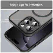 Husa pentru  iPhone 16 Pro Max cu protectie pentru lentile si MagSafe EasyCharge, Ghost Series Anti-ingalbenire, frosted - Negru