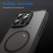 Husa pentru  iPhone 16 Pro Max cu protectie pentru lentile si MagSafe EasyCharge, Ghost Series Anti-ingalbenire, frosted - Negru