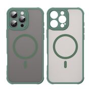 Husa pentru  iPhone 16 Pro Max cu protectie pentru lentile si MagSafe EasyCharge, Ghost Series Anti-ingalbenire, frosted - Verde