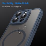 Husa pentru  iPhone 16 Pro cu protectie pentru lentile si MagSafe EasyCharge, Ghost Series Anti-ingalbenire, frosted - Albastru
