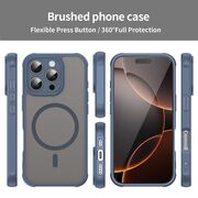 Husa pentru  iPhone 16 Pro cu protectie pentru lentile si MagSafe EasyCharge, Ghost Series Anti-ingalbenire, frosted - Albastru