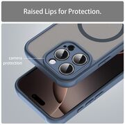 Husa pentru  iPhone 16 Pro cu protectie pentru lentile si MagSafe EasyCharge, Ghost Series Anti-ingalbenire, frosted - Albastru