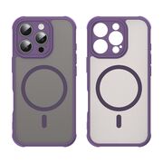 Husa pentru  iPhone 16 Pro cu protectie pentru lentile si MagSafe EasyCharge, Ghost Series Anti-ingalbenire, frosted - Mov