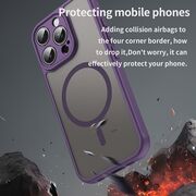 Husa pentru  iPhone 16 Pro cu protectie pentru lentile si MagSafe EasyCharge, Ghost Series Anti-ingalbenire, frosted - Mov
