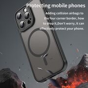 Husa pentru  iPhone 16 Pro cu protectie pentru lentile si MagSafe EasyCharge, Ghost Series Anti-ingalbenire, frosted - Negru