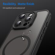 Husa pentru  iPhone 16 Pro cu protectie pentru lentile si MagSafe EasyCharge, Ghost Series Anti-ingalbenire, frosted - Negru