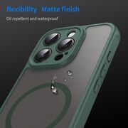Husa pentru  iPhone 16 Pro cu protectie pentru lentile si MagSafe EasyCharge, Ghost Series Anti-ingalbenire, frosted - Verde