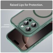Husa pentru  iPhone 16 Pro cu protectie pentru lentile si MagSafe EasyCharge, Ghost Series Anti-ingalbenire, frosted - Verde