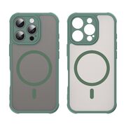 Husa pentru  iPhone 16 Pro cu protectie pentru lentile si MagSafe EasyCharge, Ghost Series Anti-ingalbenire, frosted - Verde