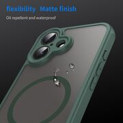 Husa pentru  iPhone 16 cu protectie pentru lentile si MagSafe EasyCharge, Ghost Series Anti-ingalbenire, frosted - Verde