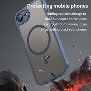 Husa pentru  iPhone 16e cu protectie pentru lentile si MagSafe EasyCharge, Ghost Series Anti-ingalbenire, frosted - Albastru