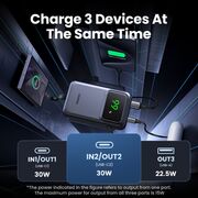 Baterie Externa pentru Telefon USB, Type-C, cu Cablu, 10000mAh, 30W - Ugreen PB511 (35603B) - Space Gray