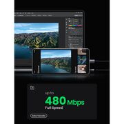 Cablu de Date, USB la Type-C, 3A, 18W, 480Mbps, Fast Charge, 2m - Ugreen US288 (60128) - Space Gray