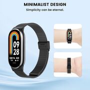 Curea pentru smartwatch Xiaomi Mi Band 8 / 8 NFC / 9 / 9 NFC - otel inoxidabil - latime 15mm Negru