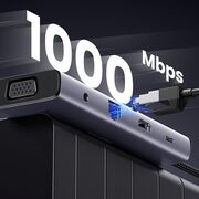 Hub USB-C la Type-C, 3x USB, HDMI, RJ45, Jack 3.5mm, VGA, TF, SD Card - Ugreen CM498 (15601) - Gray