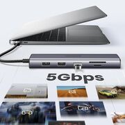 Hub USB-C la Type-C, 3x USB, HDMI, RJ45, Jack 3.5mm, VGA, TF, SD Card - Ugreen CM498 (15601) - Gray