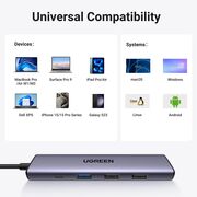Hub Multiport, Type-C, USB2.0, USB3.0, HDMI, 100W - Ugreen (15495) - Gray