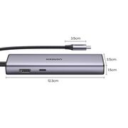 Hub USB-C, 2x USB, HDMI, RJ45, TF, SD Card, 4K, 100W - Ugreen (90568) - Gray