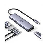 Hub USB-C la 3x Type-C, 2x USB3.2, HDMI, PD100W, 10 Gbps, 4K@60Hz - Ugreen (35999) - Gray