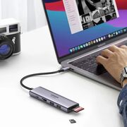 Hub USB-C la Type-C, 2x USB, HDMI, TF, SD Card - Ugreen (60384) - Gray