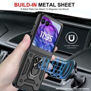Husa pentru  Motorola Razr 60 Ultra Ring Armor Kickstand Tough Rugged Cover, Negru