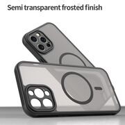 Husa pentru  iPhone 12 Pro cu protectie pentru lentile si MagSafe EasyCharge, Ghost Series Anti-ingalbenire, frosted - Negru
