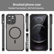 Husa pentru  iPhone 12 Pro cu protectie pentru lentile si MagSafe EasyCharge, Ghost Series Anti-ingalbenire, frosted - Negru