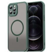 Husa pentru  iPhone 12 Pro cu protectie pentru lentile si MagSafe EasyCharge, Ghost Series Anti-ingalbenire, frosted - Verde