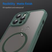 Husa pentru  iPhone 12 Pro cu protectie pentru lentile si MagSafe EasyCharge, Ghost Series Anti-ingalbenire, frosted - Verde