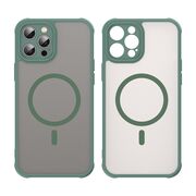 Husa pentru  iPhone 12 Pro cu protectie pentru lentile si MagSafe EasyCharge, Ghost Series Anti-ingalbenire, frosted - Verde